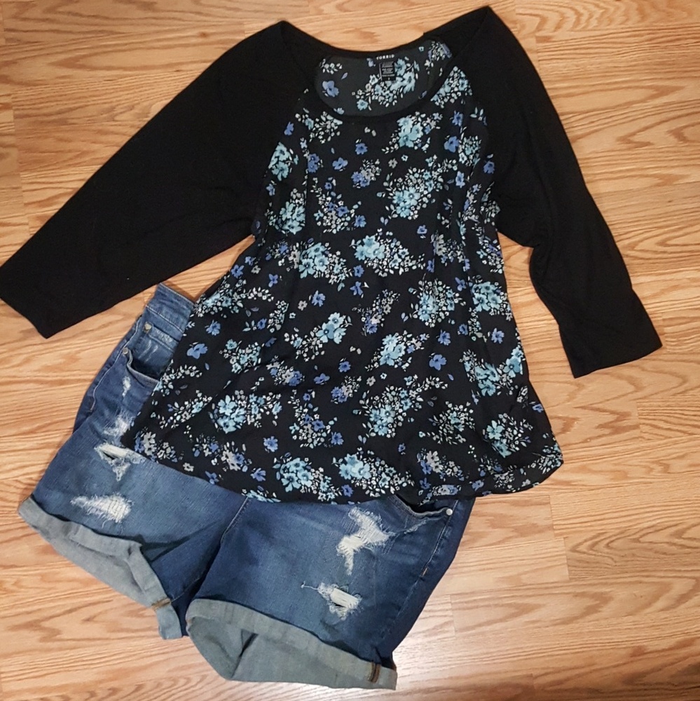 Floral chiffon baseball tee